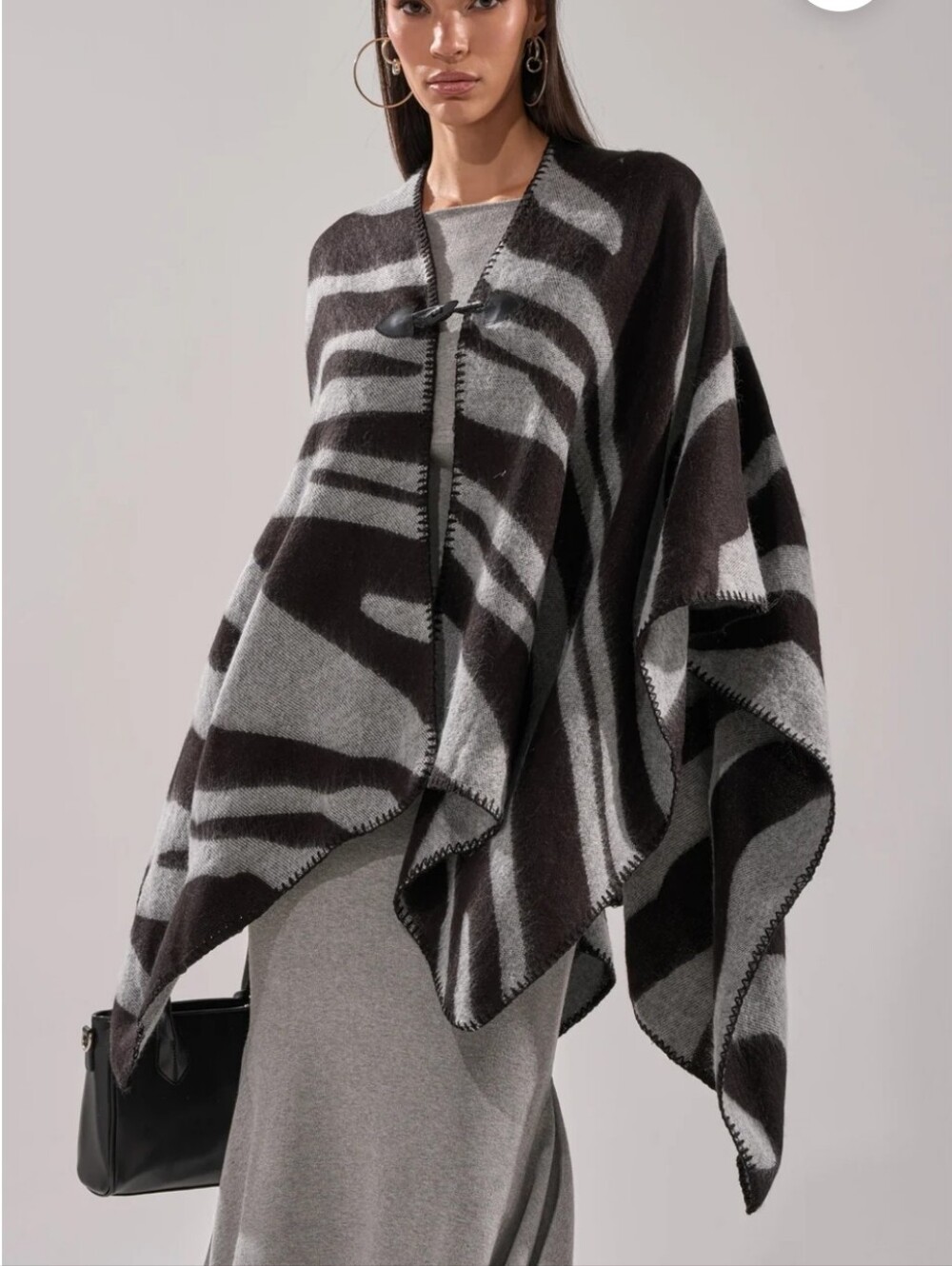 NEW Akira Wild Child Black Gray animal Print Cape Poncho One Size